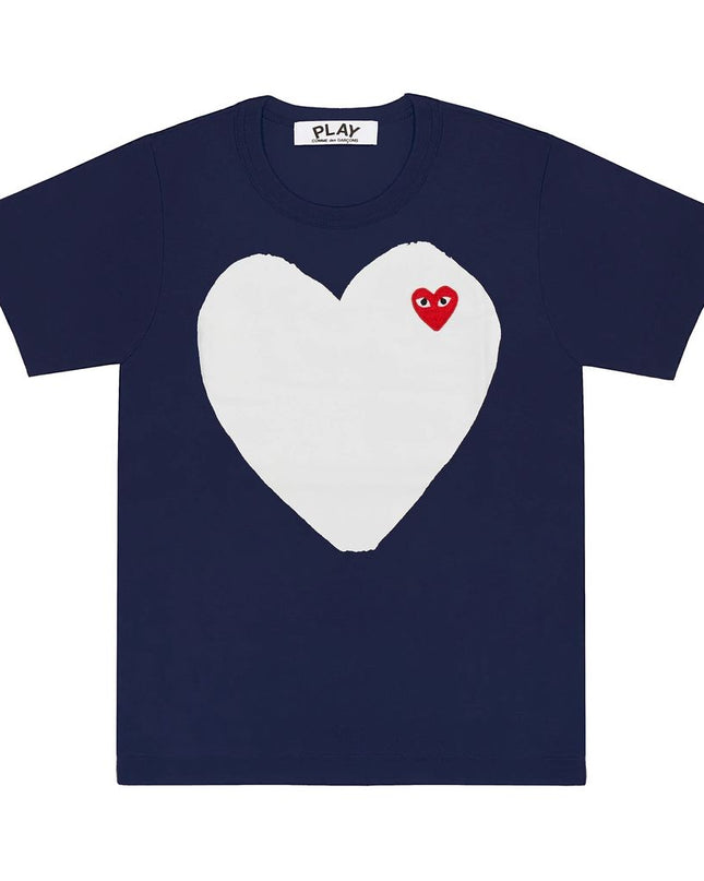 comme-des-garcons-Navy Heart Print T-Shirt-az-t183-051-1