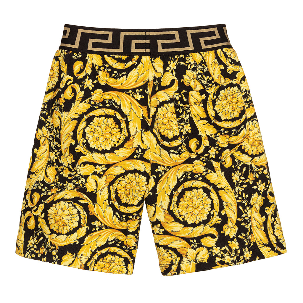 Versace Gold Barocco Print Shorts 10Y Gold by Kids Atelier