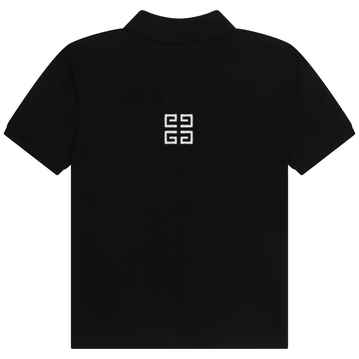 givenchy-h25419-09b-kb-Black Cotton Logo Polo Shirt