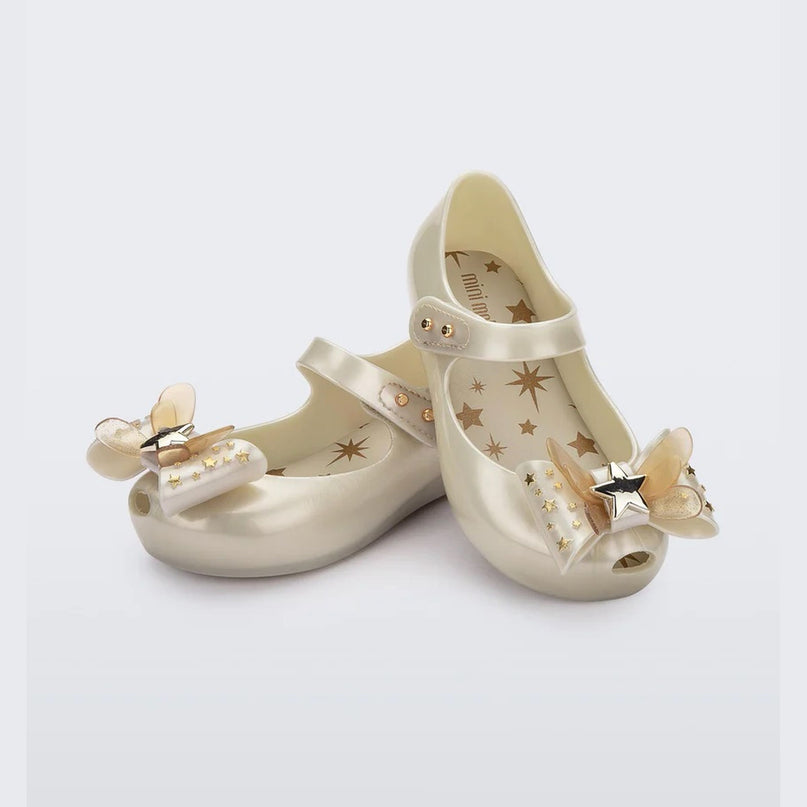 melissa-mini-melissa-ultragirl-star-ii-35725-as262-Metallic White Ballet Flat