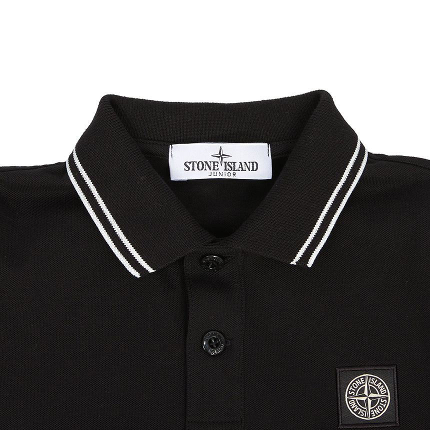 Stone Island Kids Logo Patch Polo Shirt Black White