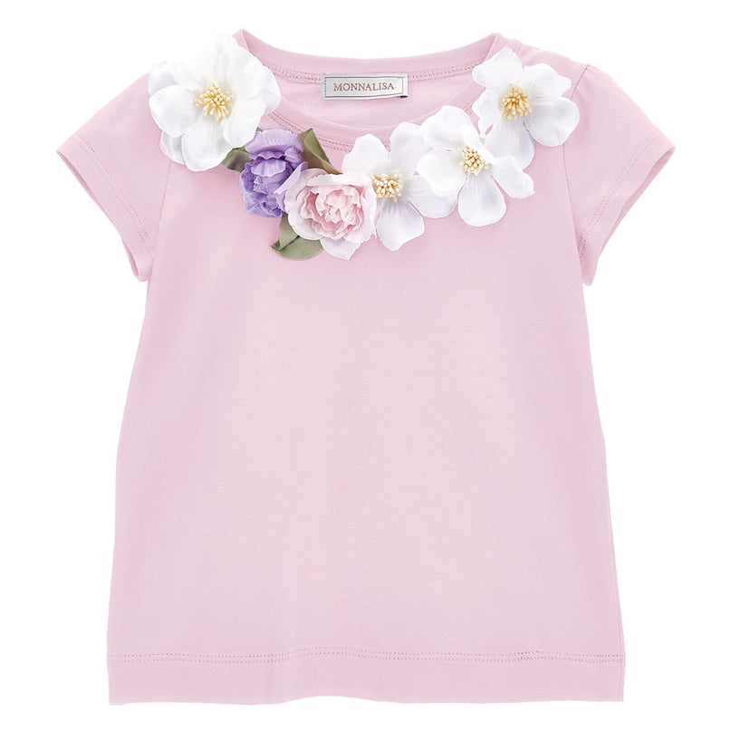 monnalisa-11c630-3201-0090-Pink Floral T-Shirt