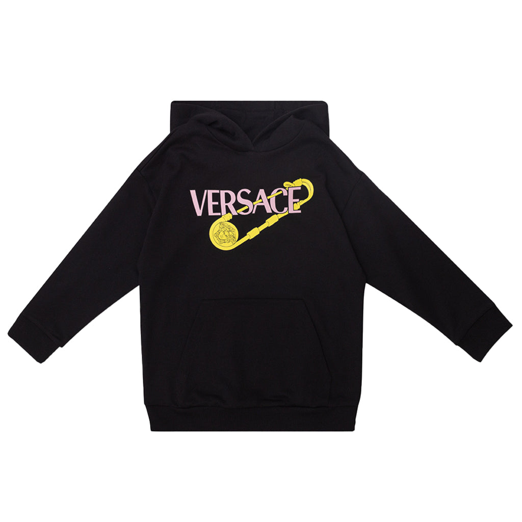 Versace Black Pin Logo Hoodie 8Y Black by Kids Atelier