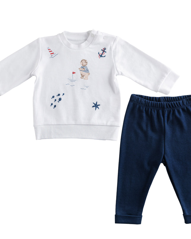 White Sailor Bear Cotton Outfit