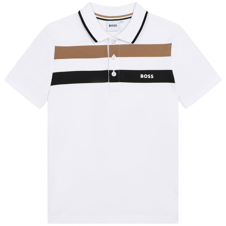 boss-j25o26-10p-White Tri-Colored Stripes Polo