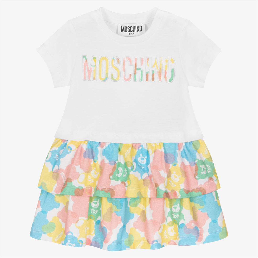 moschino-Multi Bear Print Ruffle Dress-mdv0a9-laa27-10101