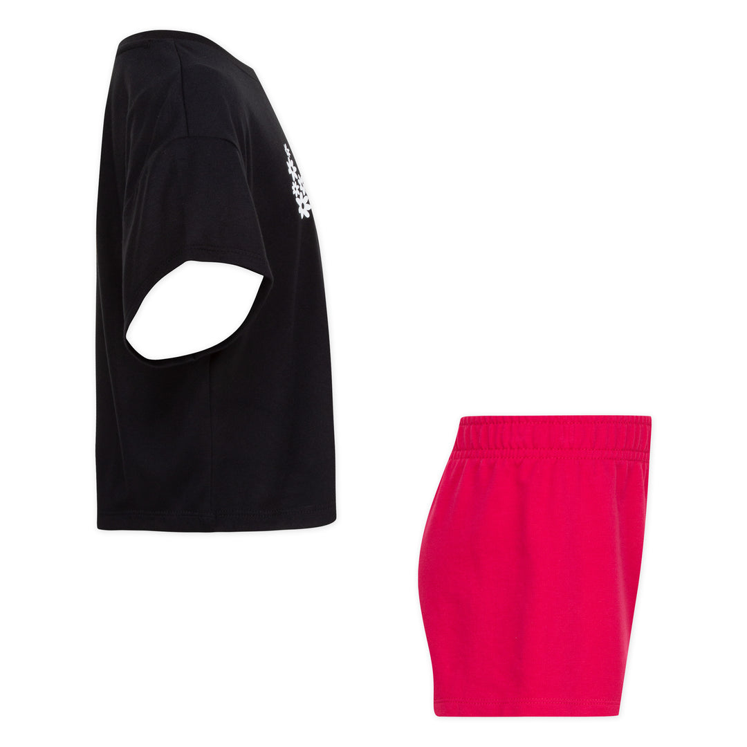 nike-Black & Pink T-Shirt & Shorts Set-16j099-a4y
