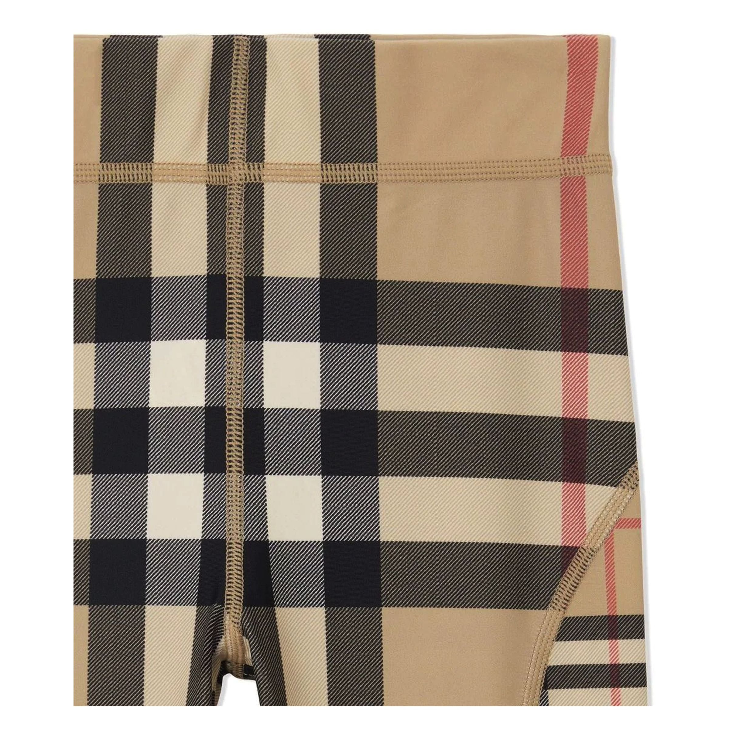 Beige Checked Nylon Leggings - kids atelier