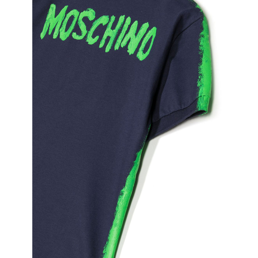 Moschino-Spray Paint Back Logo SS Polo-HOM03Y-LFA03-40016-Blue Navy