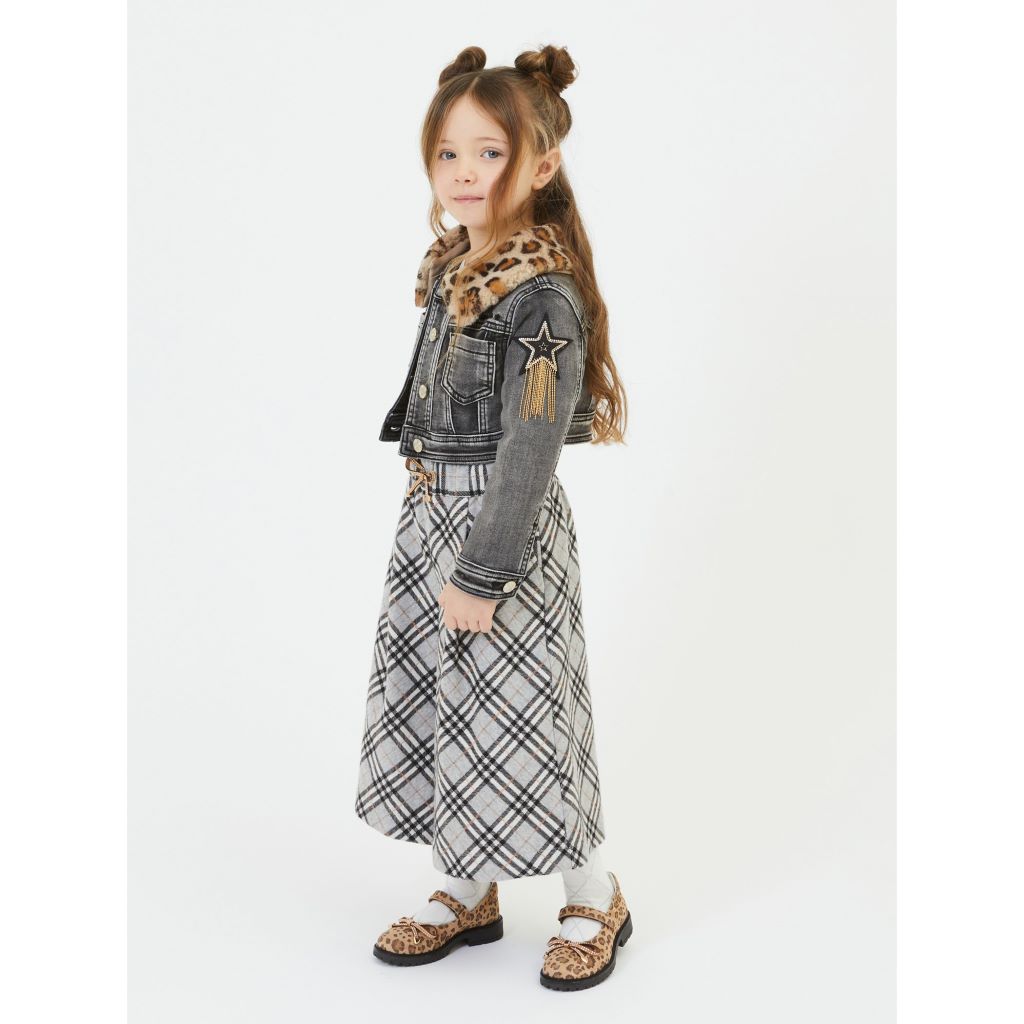 Denim jacket leopard collar hotsell