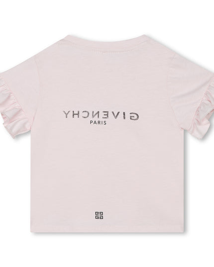 givenchy-h05282-44z-Pink Cotton T-Shirt with Ruffles