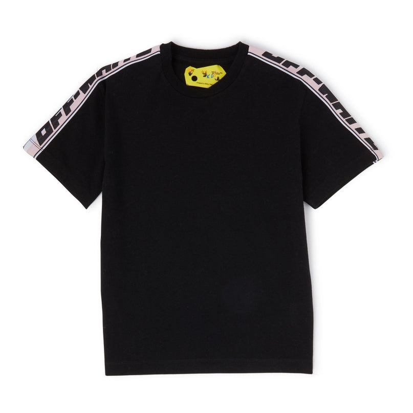 off-white-ogaa008c99jer0011010-Black Logo Stripes T-Shirt