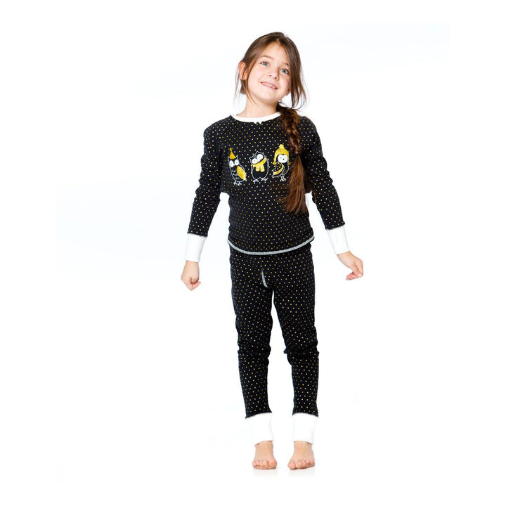 Deux Par Deux Gold Dots Owl Pajamas-Pajamas-Deux Par Deux-kids atelier