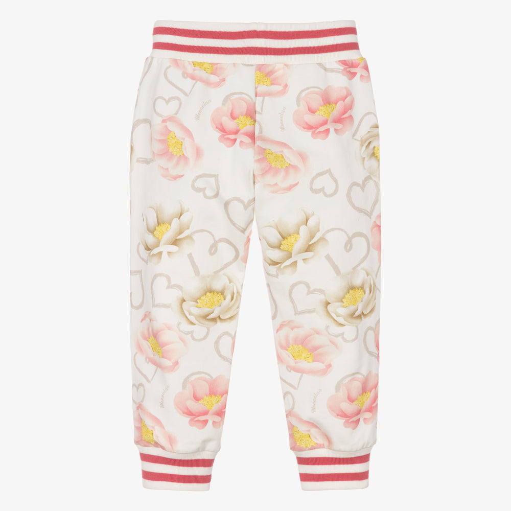 monnalisa-White Floral Print Joggers-19b402-2018-0002