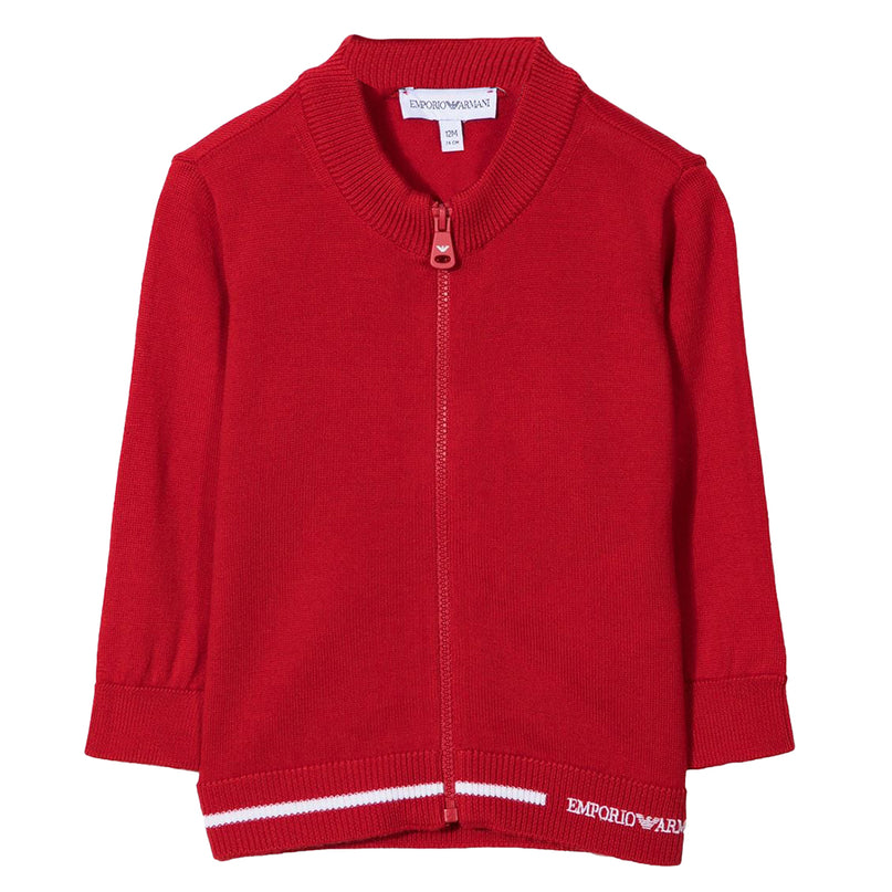armani-Red Zip Up Cardigan-6khm55-4m1dz-0357