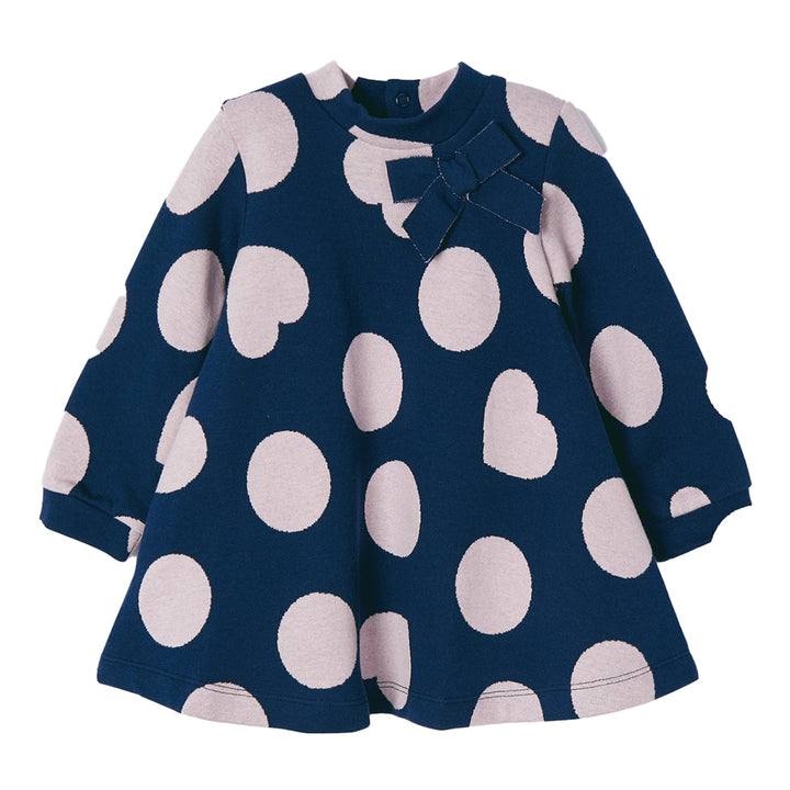 Navy Polka Dot Knit Dress