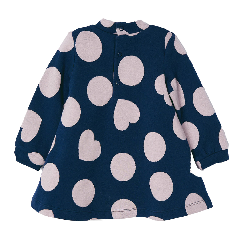 Navy Polka Dot Knit Dress