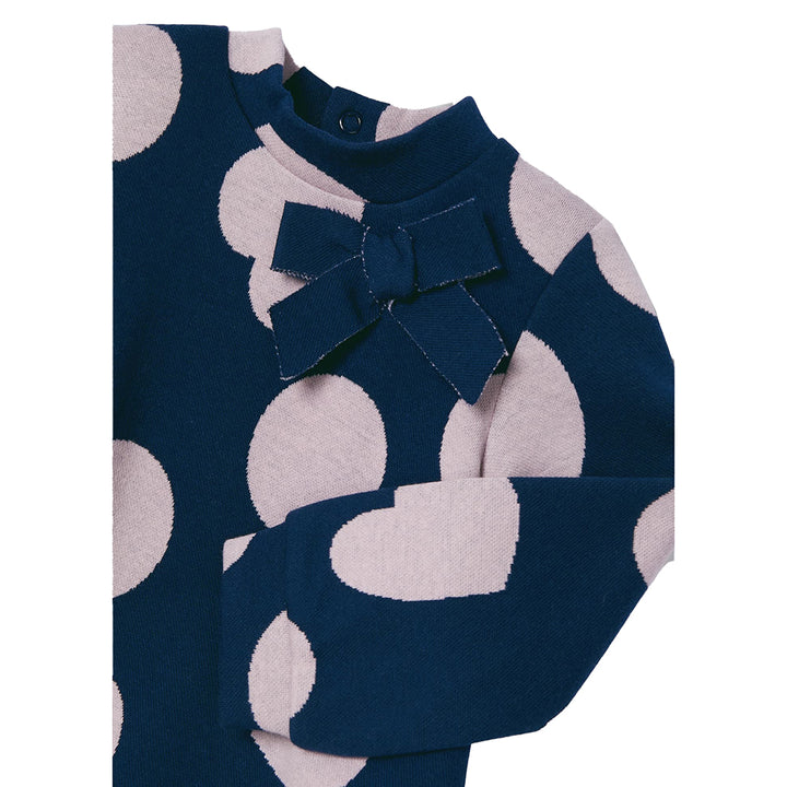 Navy Polka Dot Knit Dress