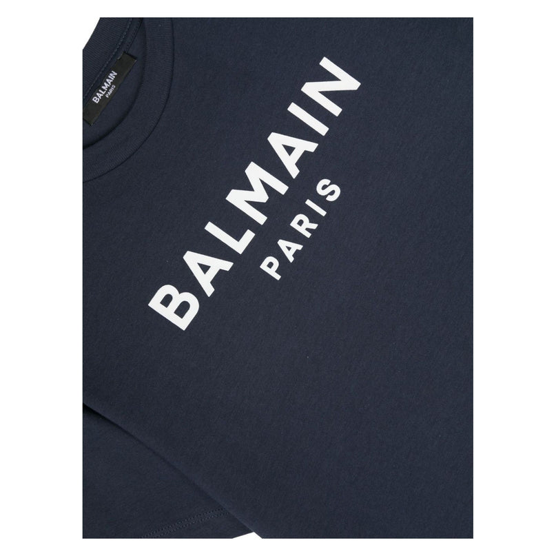 balmain-Navy Logo T-Shirt-bu8p01-z1751-649