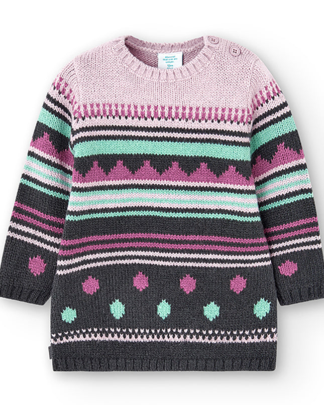 Boboli Funky Striped Sweater Dress 2Y / Purple Boboli Funky Striped Sweater Dress 2Y / Purple