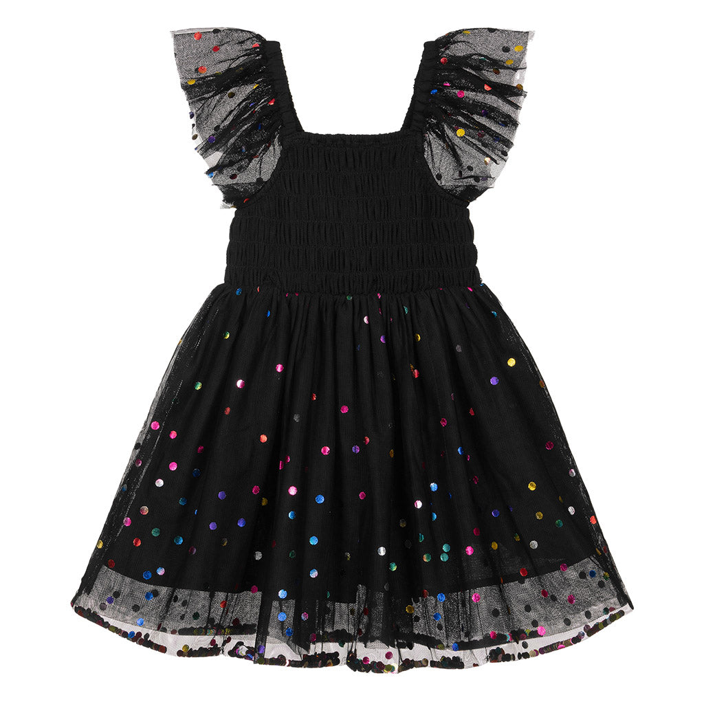 Black Mini Polka Dot Tulle Dress