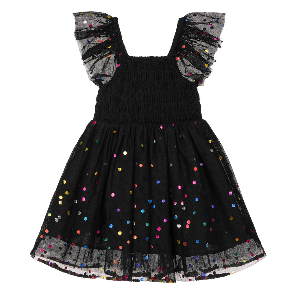 Black Mini Polka Dot Tulle Dress