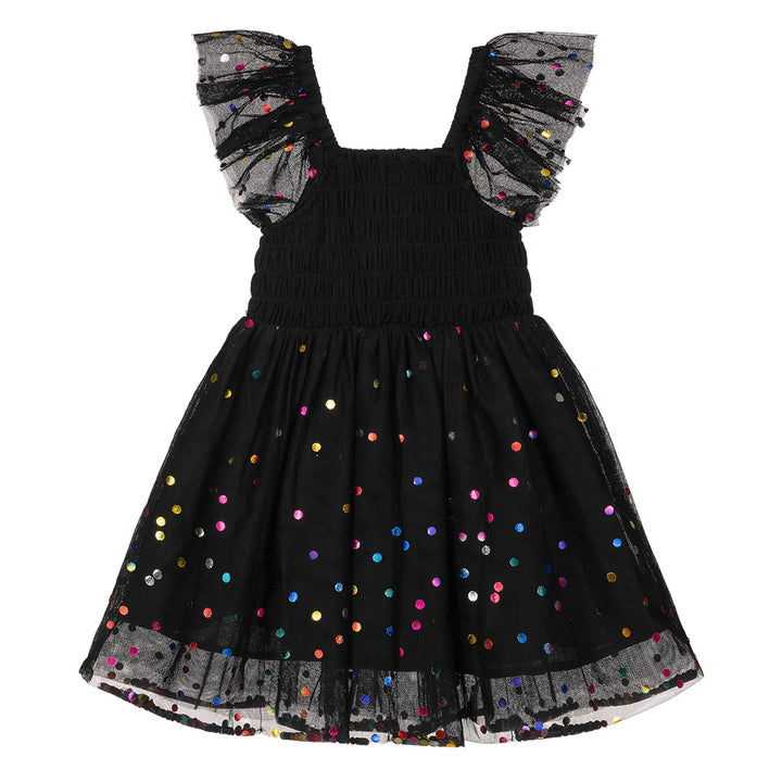 Black Mini Polka Dot Tulle Dress