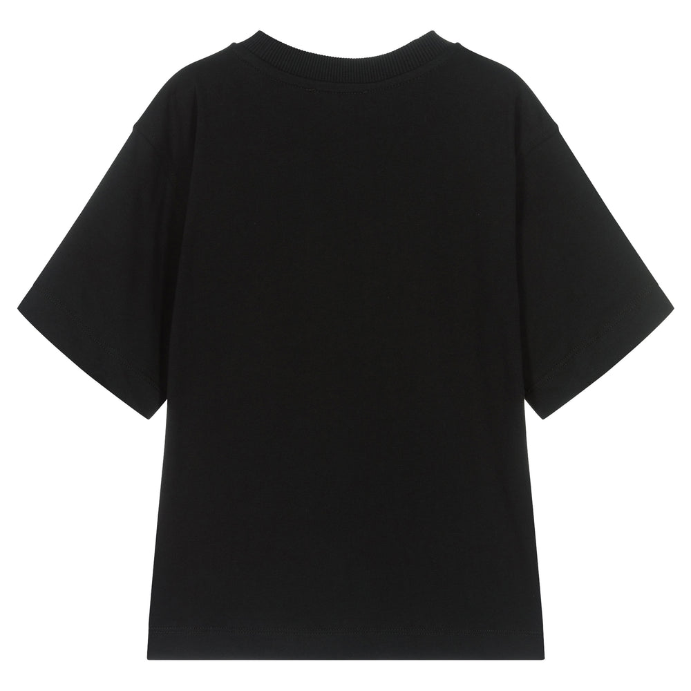 moschino-Black Teddy Bear Logo Maxi T-Shirt-hum048-laa24-60100