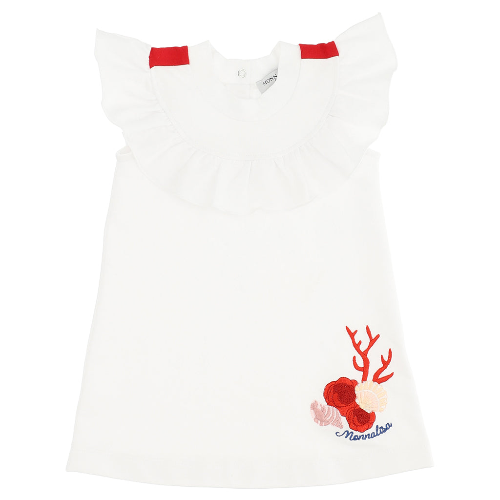 White Rose Logo Ruffle Dress