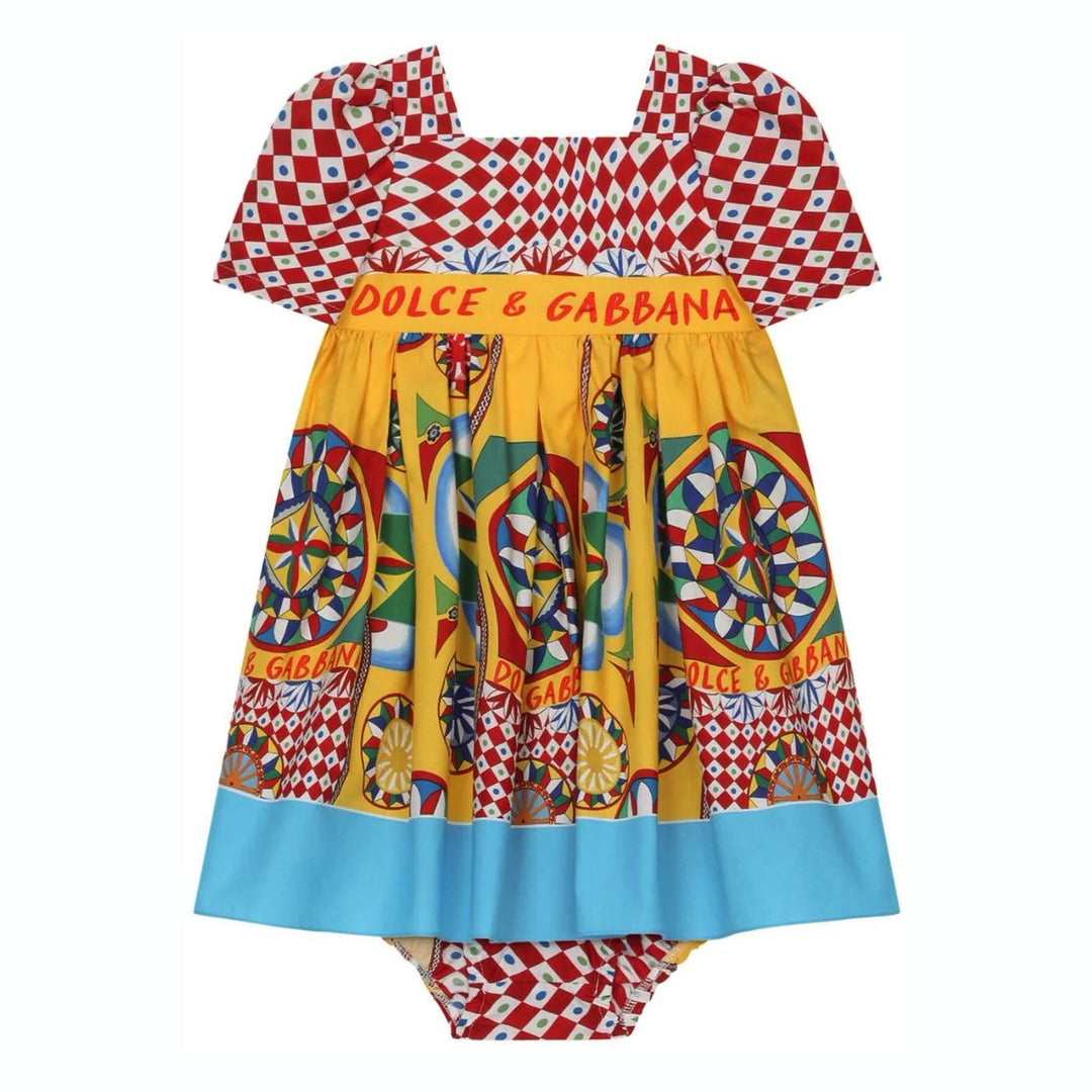 dg-Multicolor Carretto Print Dress with Bloomers-l21di5-g7j9m-hh4kv