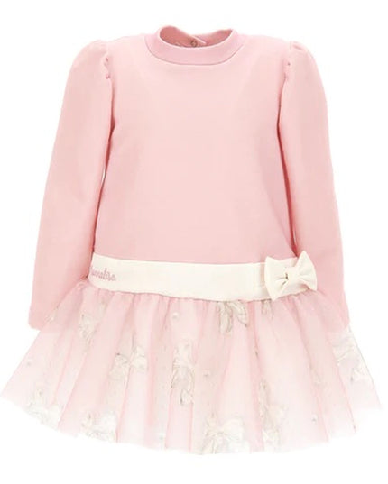 monnalisa-Pink Cotton Bow Dress-39b901-2020-0091