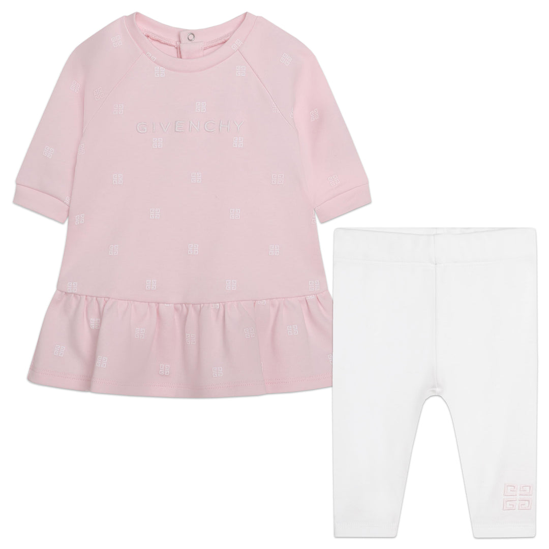 givenchy-h98183-44z-Pink Dress with White Leggings