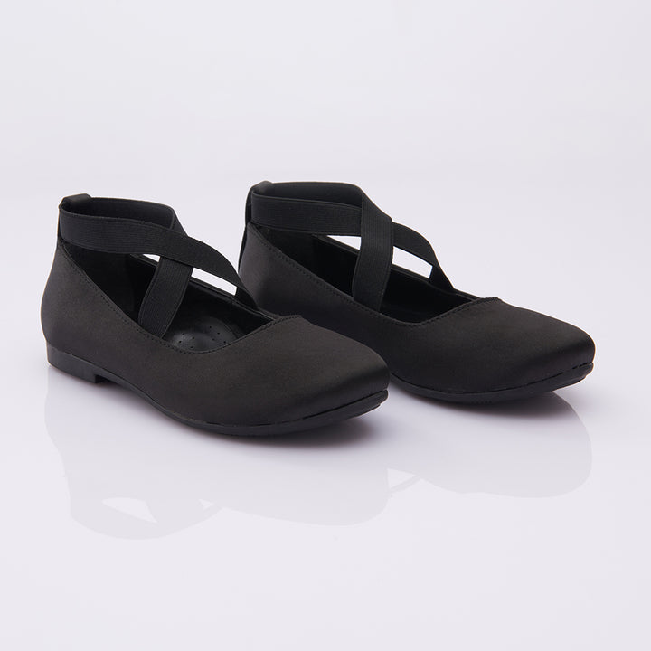 Black Satin Ballerina Flats