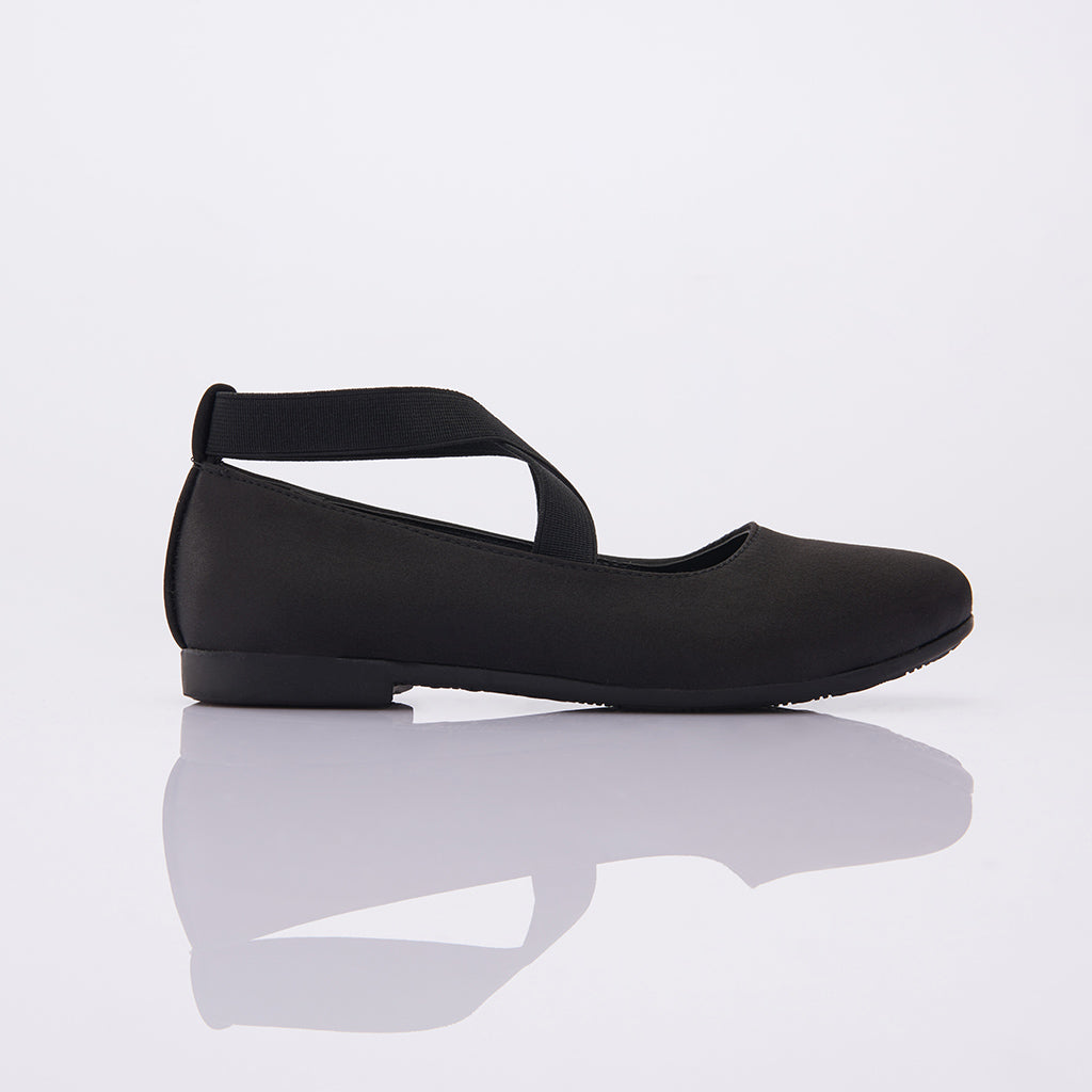 Black Satin Ballerina Flats