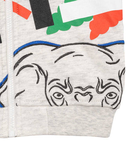 kenzo-Gray Logo Zip-Up Top-k05443-a11