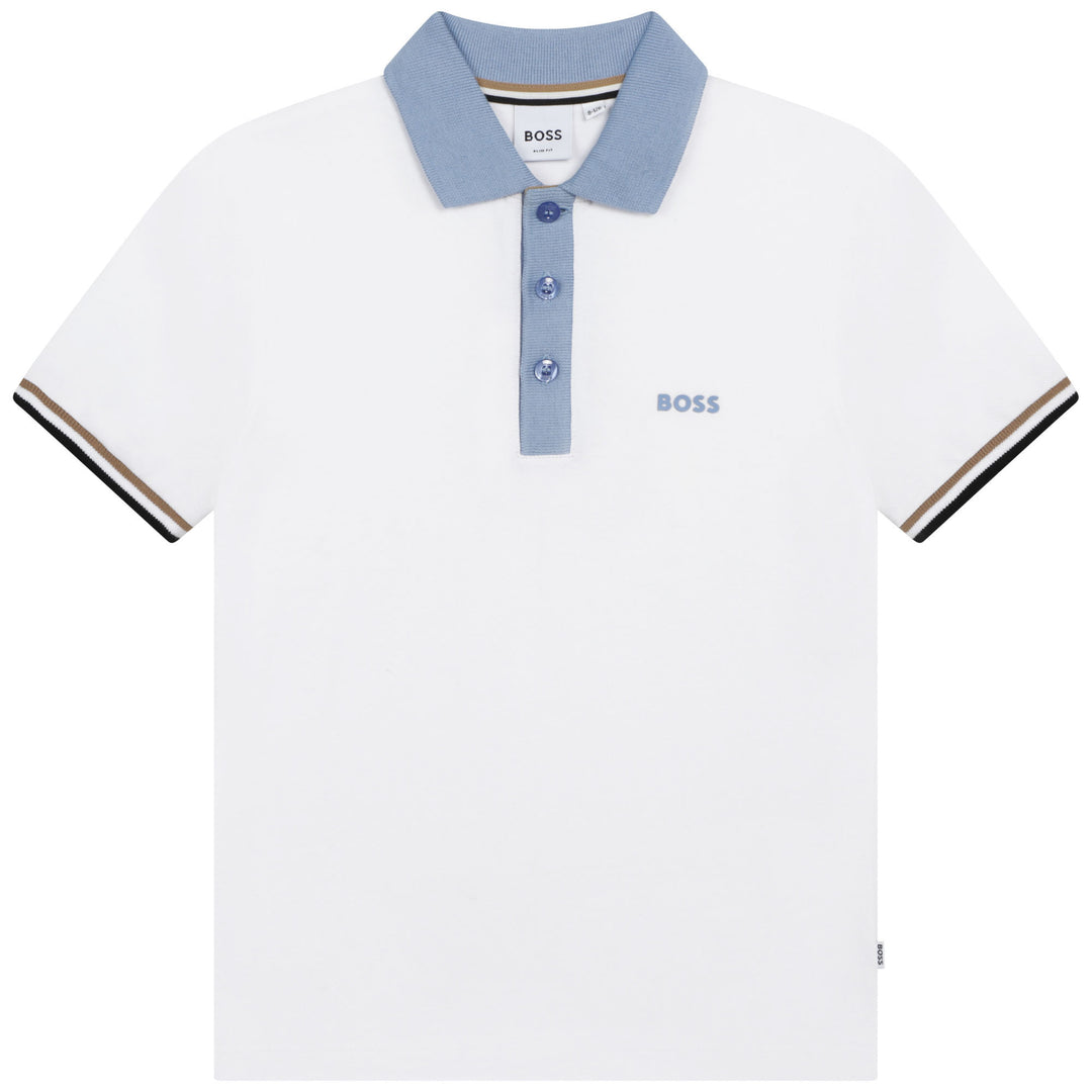 boss-j25o29-10p-White & Blue Logo Polo