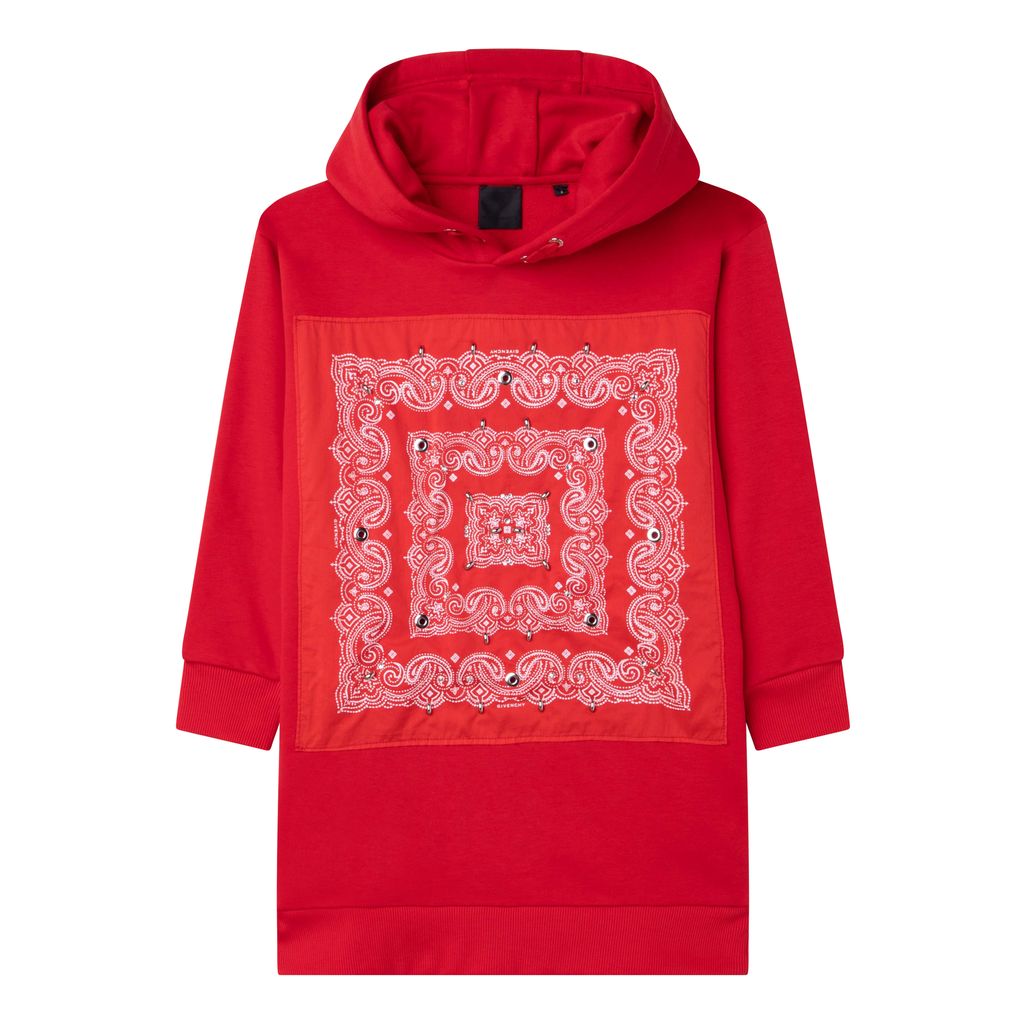 givenchy-h12216-991-Red Long Sleeve Hoodie Dress