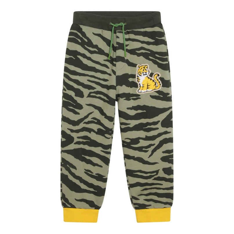 kenzo-Green Tiger Print Sweatpants-k24280-621