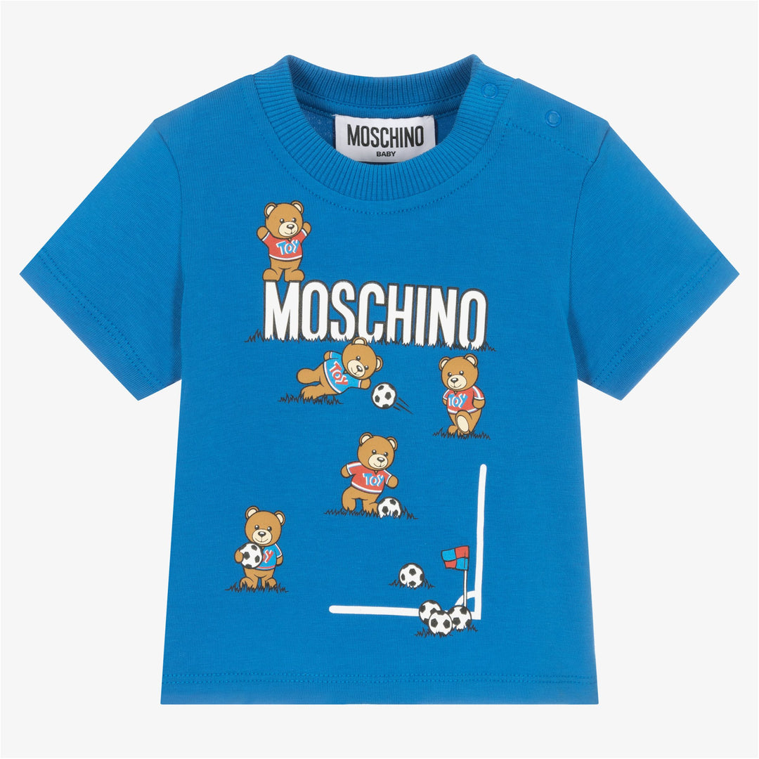 moschino-Blue Teddy Bear Logo T-Shirt-mnm031-lba10-40515