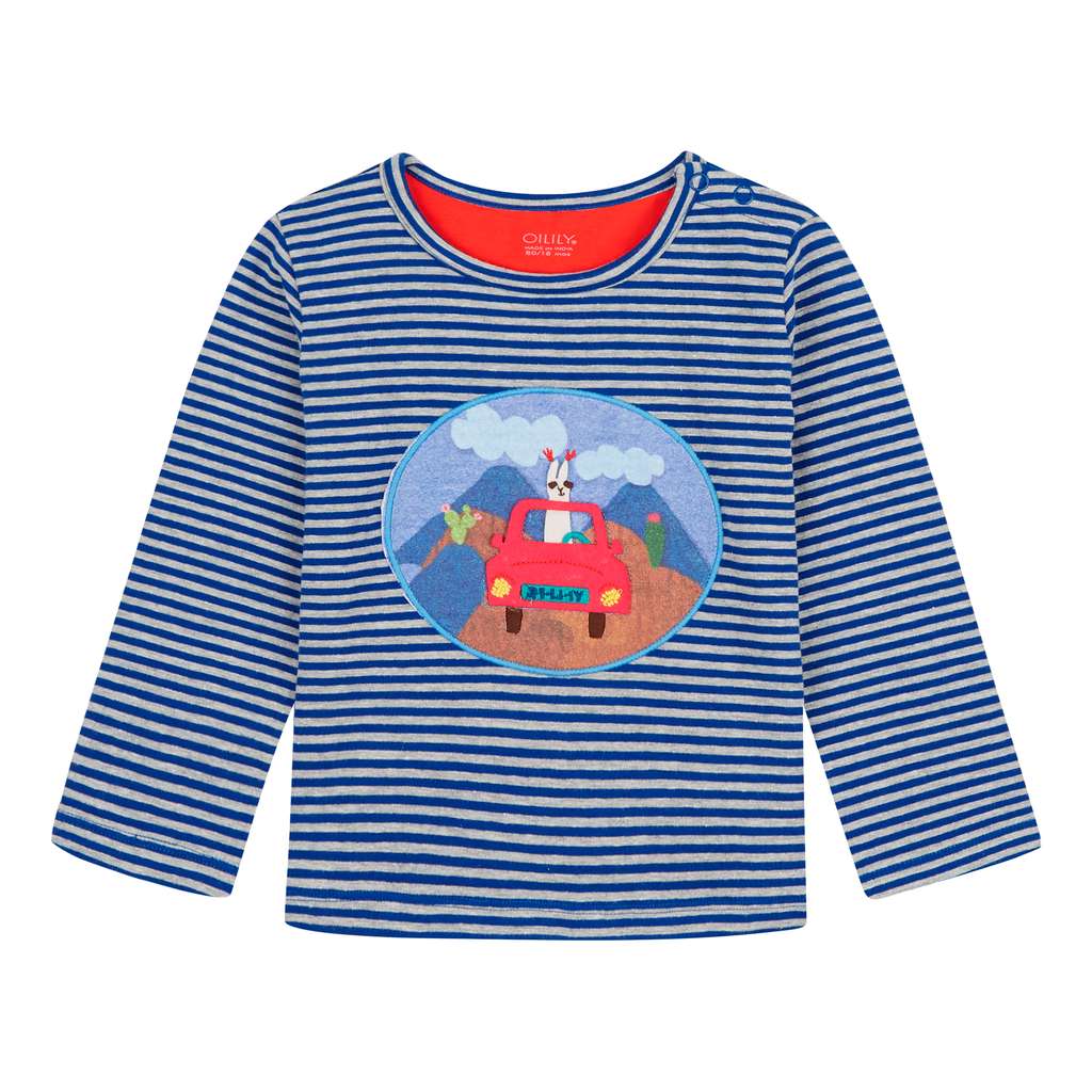 Oilily Tip Striped Blue T-Shirt-Default-Oilily-kids atelier