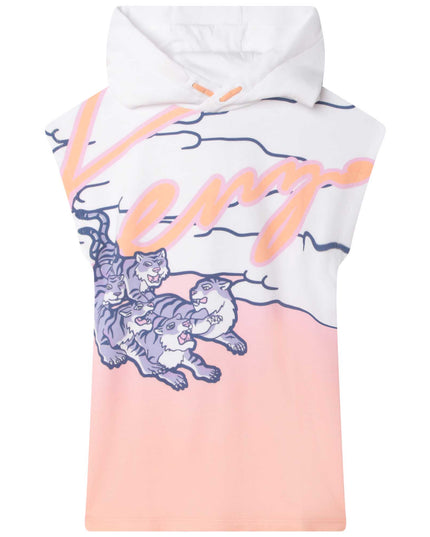 kenzo-k12299-57a-Pink & White Logo Dress