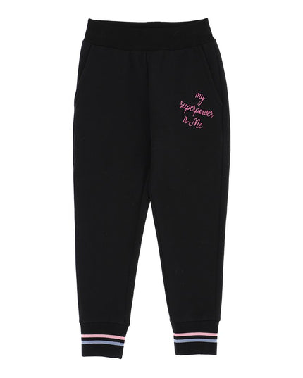 monnalisa-Black & Pink Slogan Print Trousers-198411ra-8018-0050