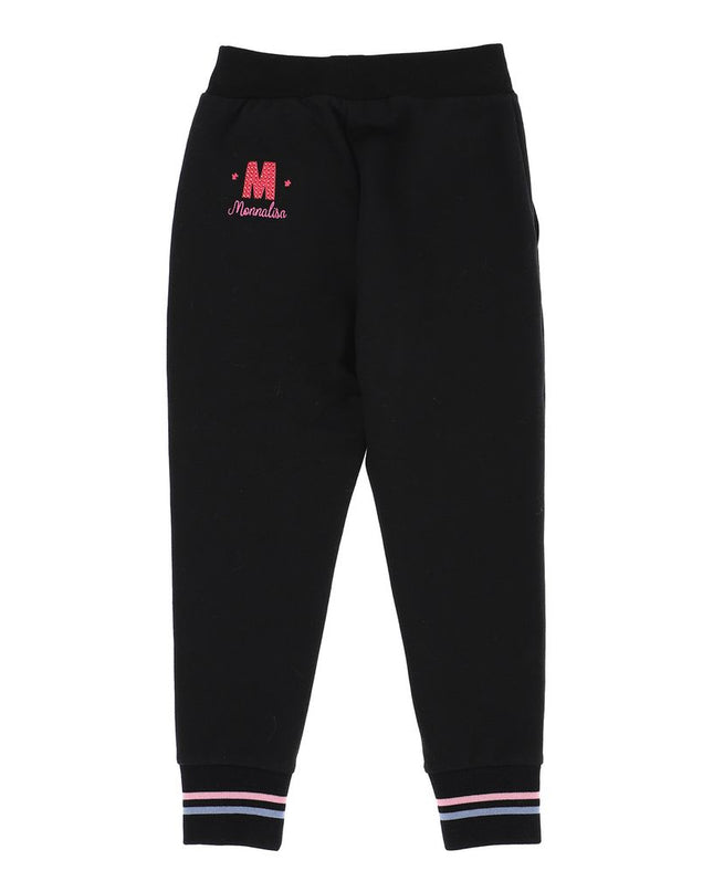 monnalisa-Black & Pink Slogan Print Trousers-198411ra-8018-0050