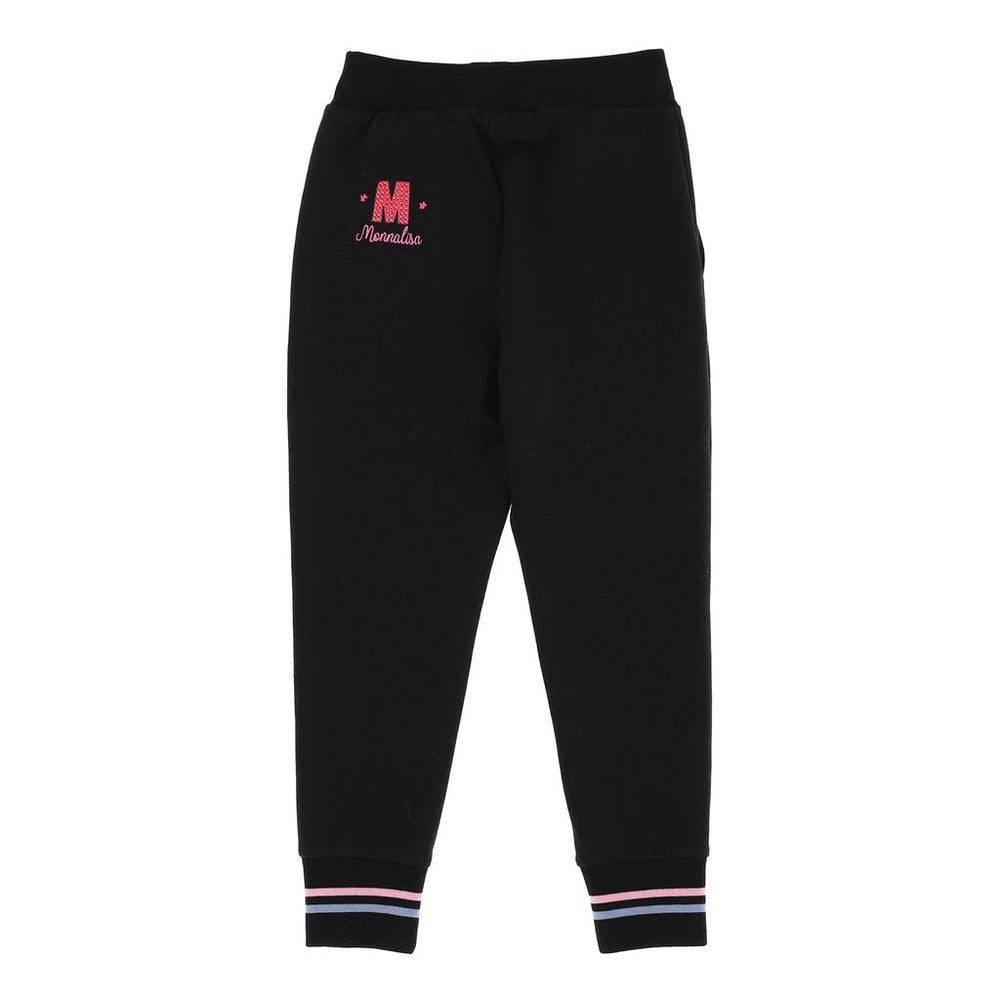 monnalisa-Black & Pink Slogan Print Trousers-198411ra-8018-0050