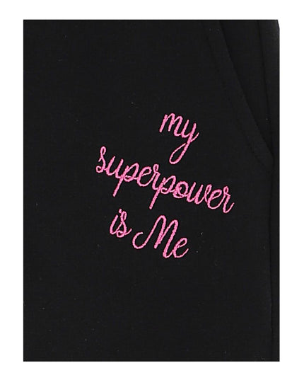 monnalisa-Black & Pink Slogan Print Trousers-198411ra-8018-0050