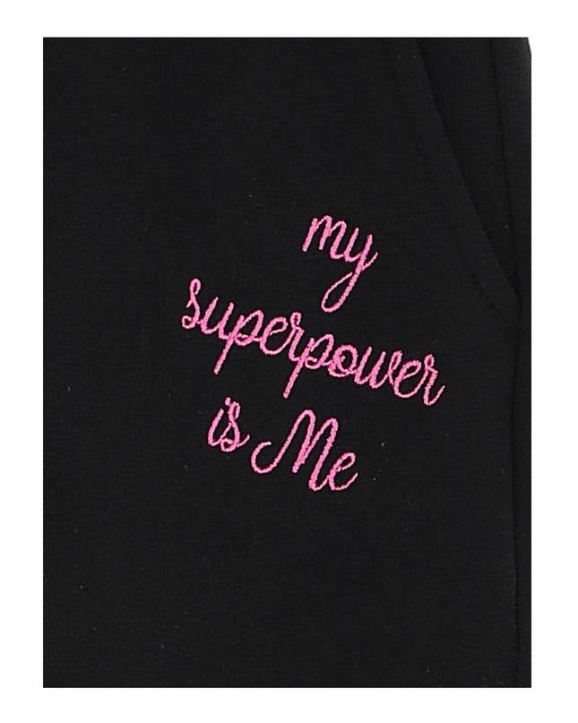 monnalisa-Black & Pink Slogan Print Trousers-198411ra-8018-0050