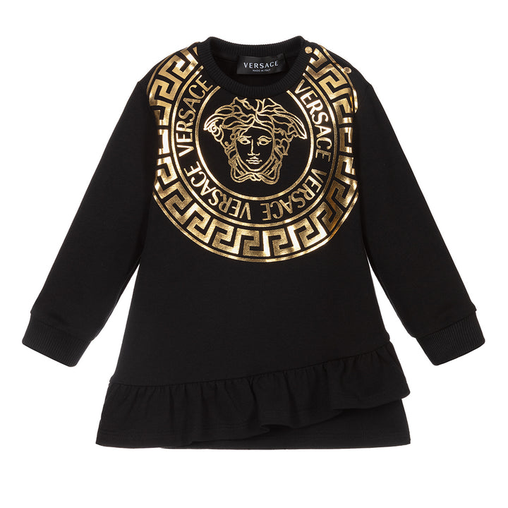 versace-Black & Gold Versace Ruffled Dress-1000356-1a01328-2b130-black-gold