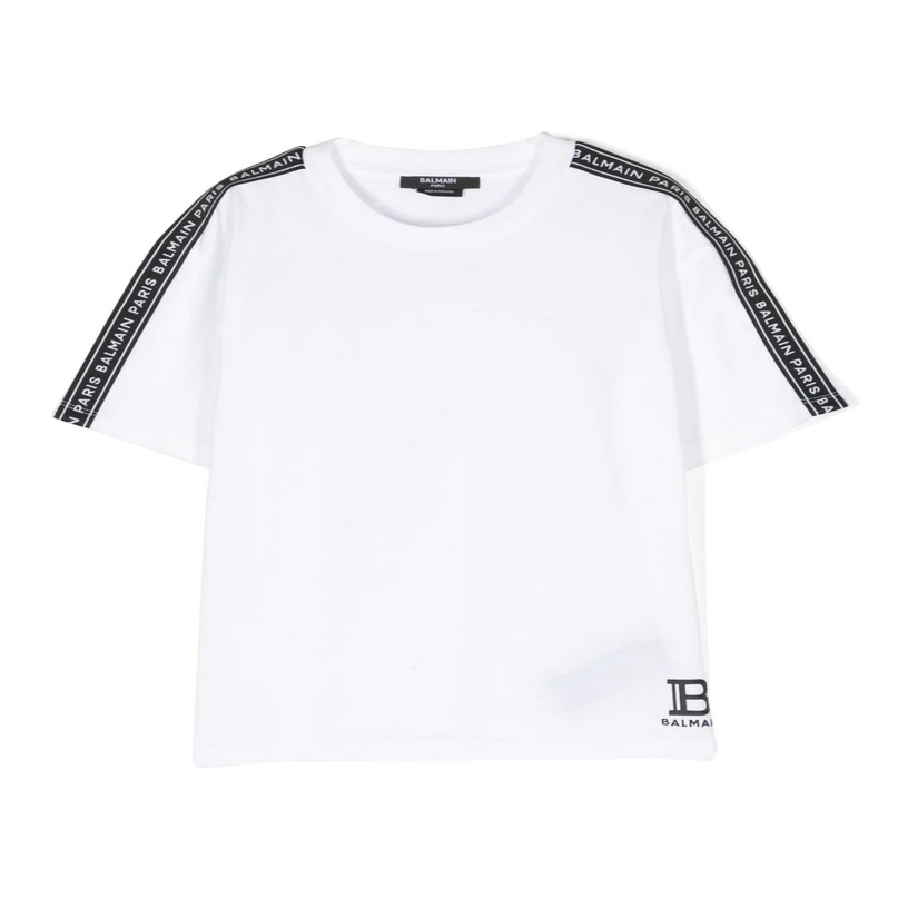 balmain-White T-Shirt-bs8q51-z0057-100