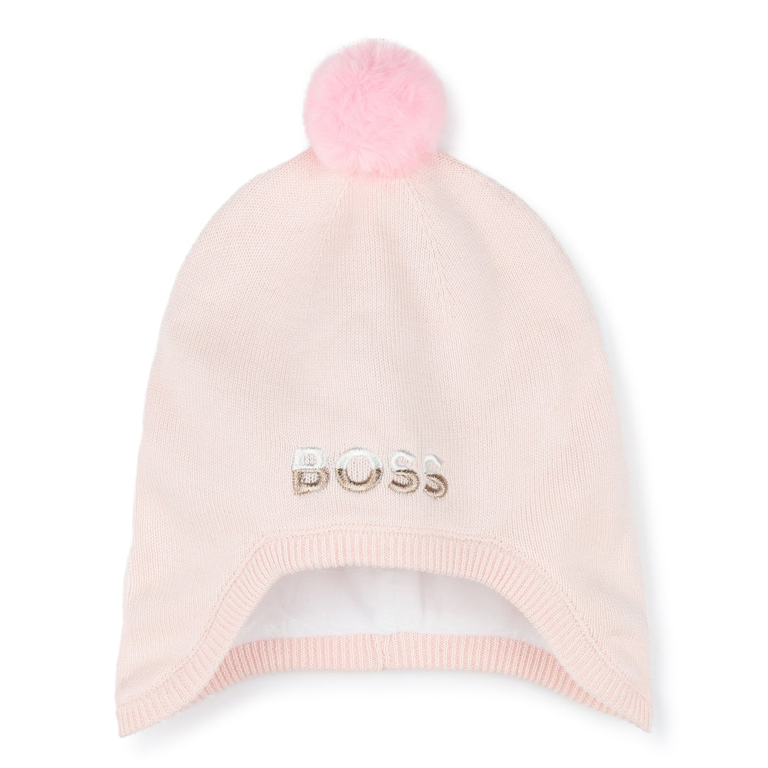 boss-j91150-44l-Pink Knitted Pom-Pom Hat