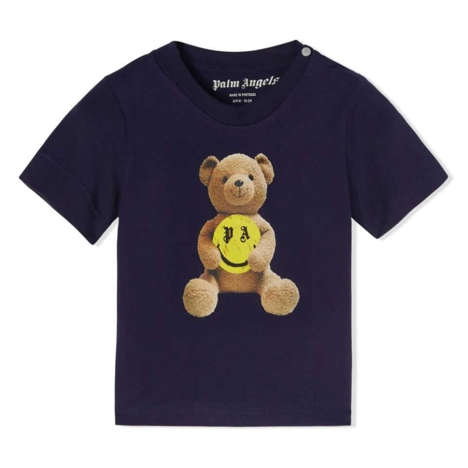 palm-angels-pbxb001f23jer0044615-Navy Blue Bear Logo T-Shirt